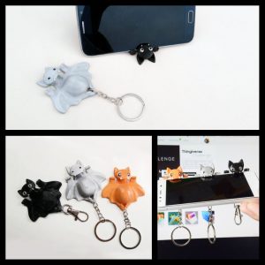 Morcego impresso em 3D que serve de suporte para telemóvel