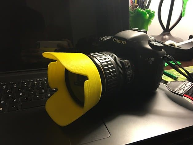 Para-sol impresso em 3D para objectiva fotográfica