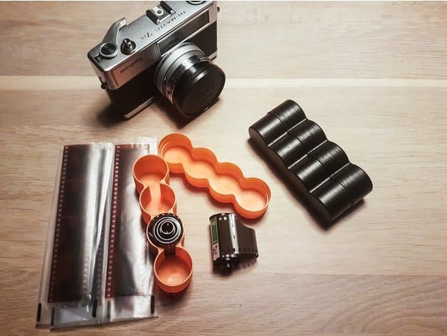 Caixa impressa em 3D para guardar rolos de filme de 35mm